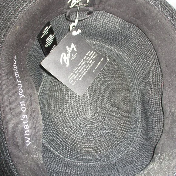 BAILEY OF HOLLYWOOD BREEDWOVEN MENSBLACK & Tan Straw Fedora hats XL NWT